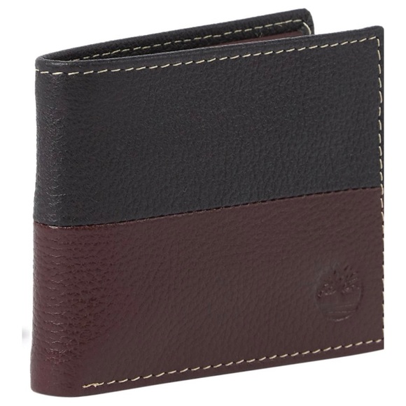 NWT Timberland Sport Contrasting Leather Wallet Black/Brown - Picture 3 of 8